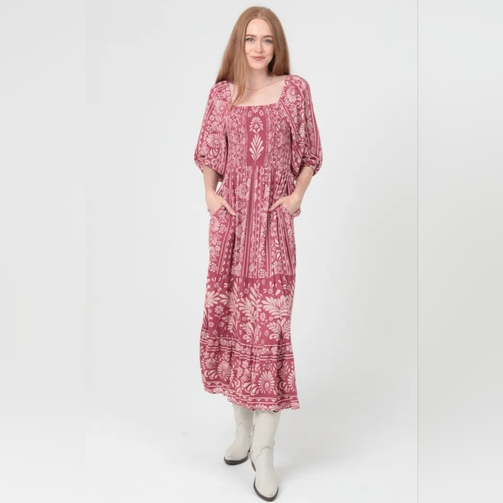 Angie Mauve Floral Maxi Dress - Picture 2 of 4